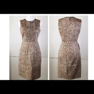 Tahari sleeveless leopard shift dress